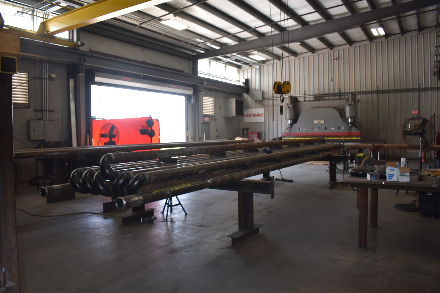 Steel pipes being made
