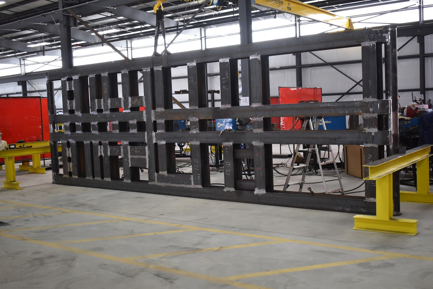 Steel support systems being manufactured
